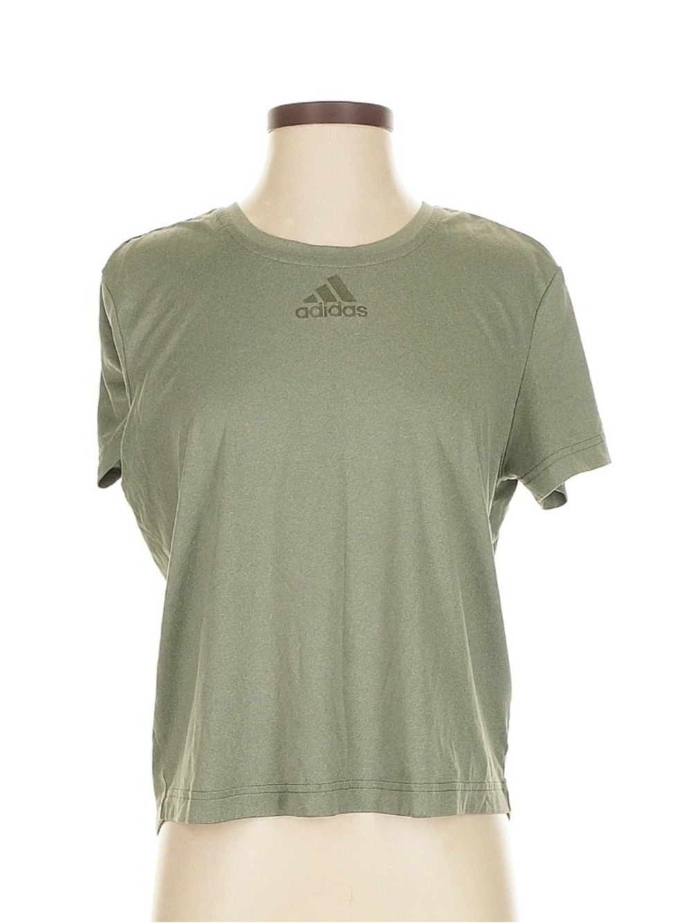 adidas Olive Green Short Sleeve Tee with Subtle Chest Logo - size 8/10